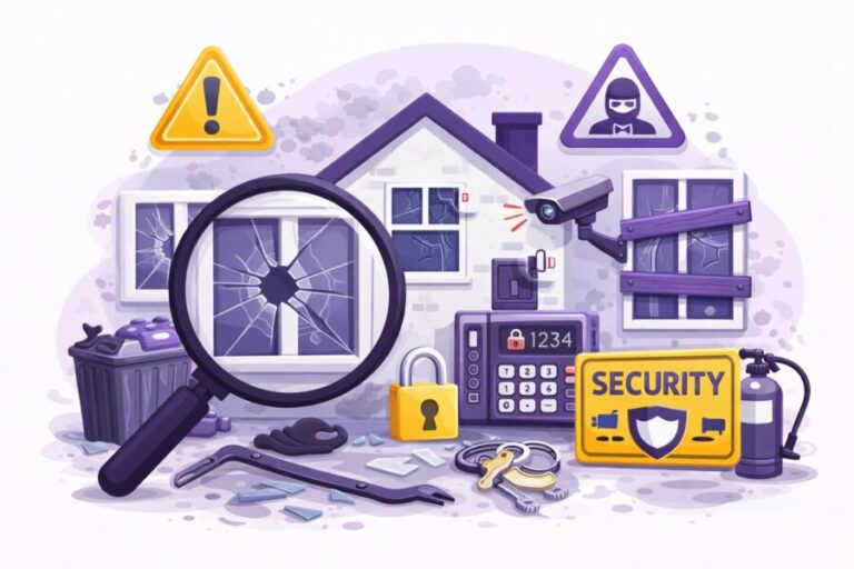 window and security Cardiff broken glass and lock safety illustration